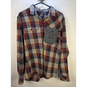 BRP Can-Am Men Shirt Size Large Squarred Gray Red and Yellow Pre-Owned